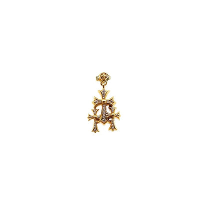 Golden triple cross earrings
