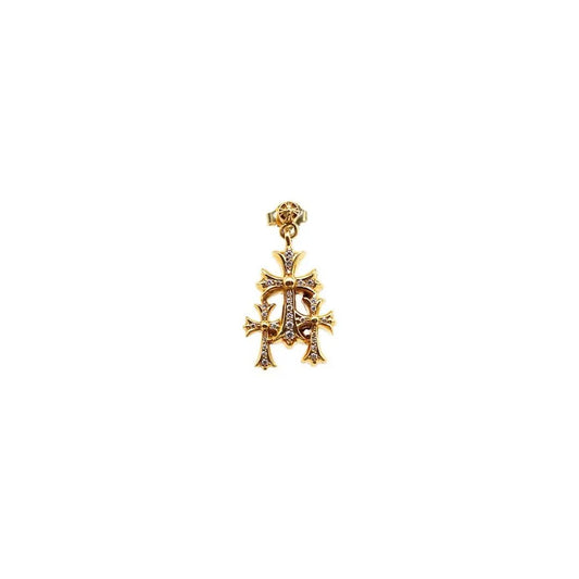 Golden triple cross earrings