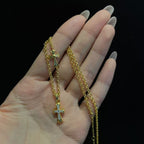 Golden Diamond Side Cross Necklace