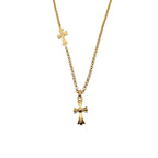 Golden Diamond Side Cross Necklace